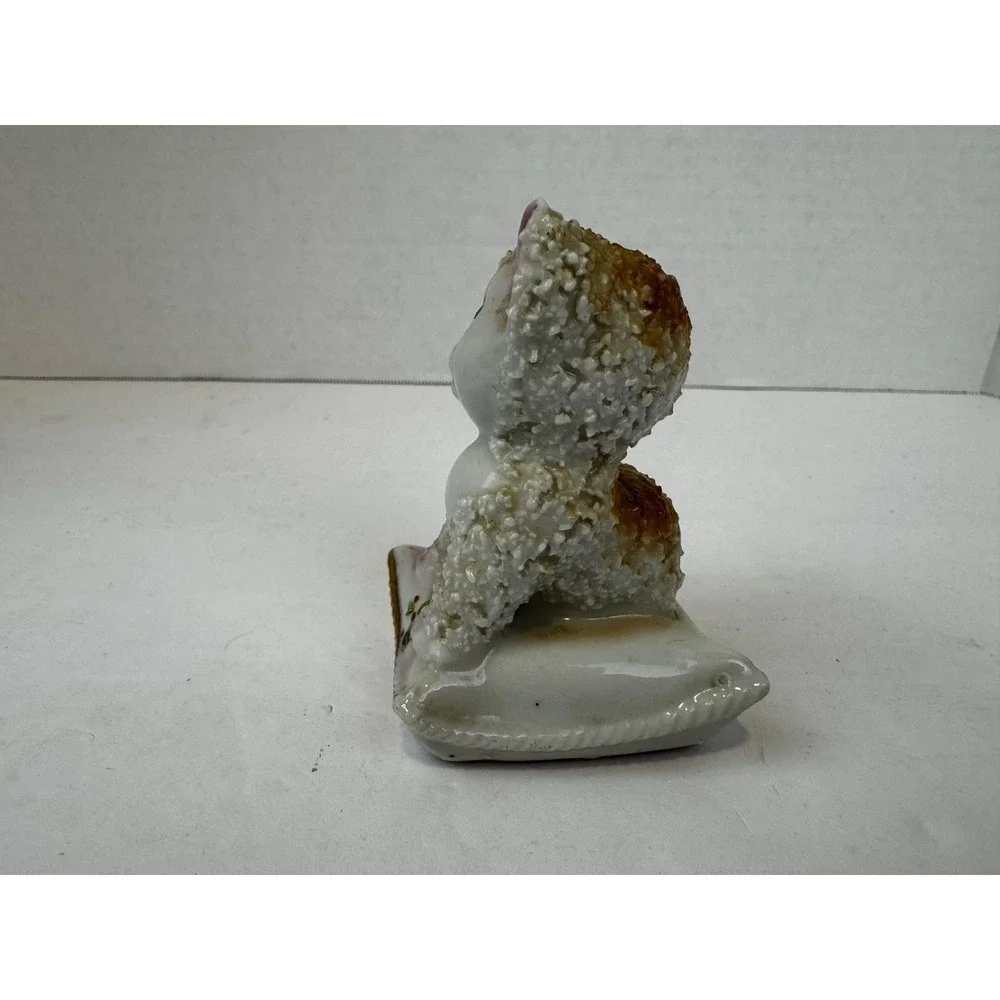 VTG Spaghetti Porcelain Cat Salt Shaker‎ Figurine on Pillow Japan Mid Century